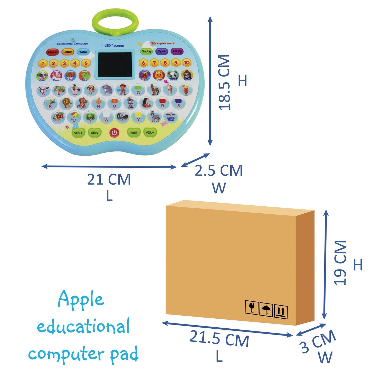 Apple Shaped Educational LED Pad with Alphabets, Words, Sounds and Numbers