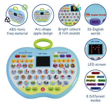 Apple Shaped Educational LED Pad with Alphabets, Words, Sounds and Numbers